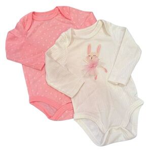 Sterling Baby Girl Long Sleeve Bodysuits – Bunny Tutu & Heart Print 9 Months